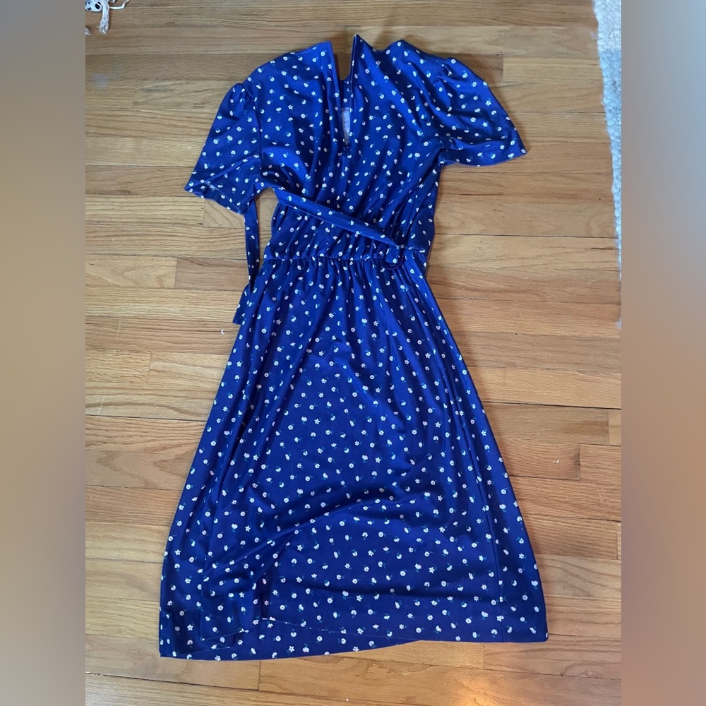 r. a. Landou ltd. women’s size 14 vintage blue and white short sleeve dress